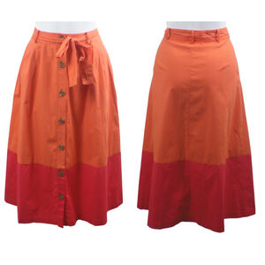 Court & Rowe Women's Size S Cotton Orange Pink Button Full Circle Midi Skirt